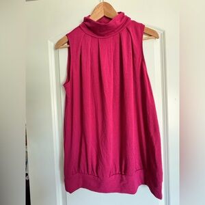 Zenana Outfitters Sleeveless Mock Neck Tunic in Fuchsia